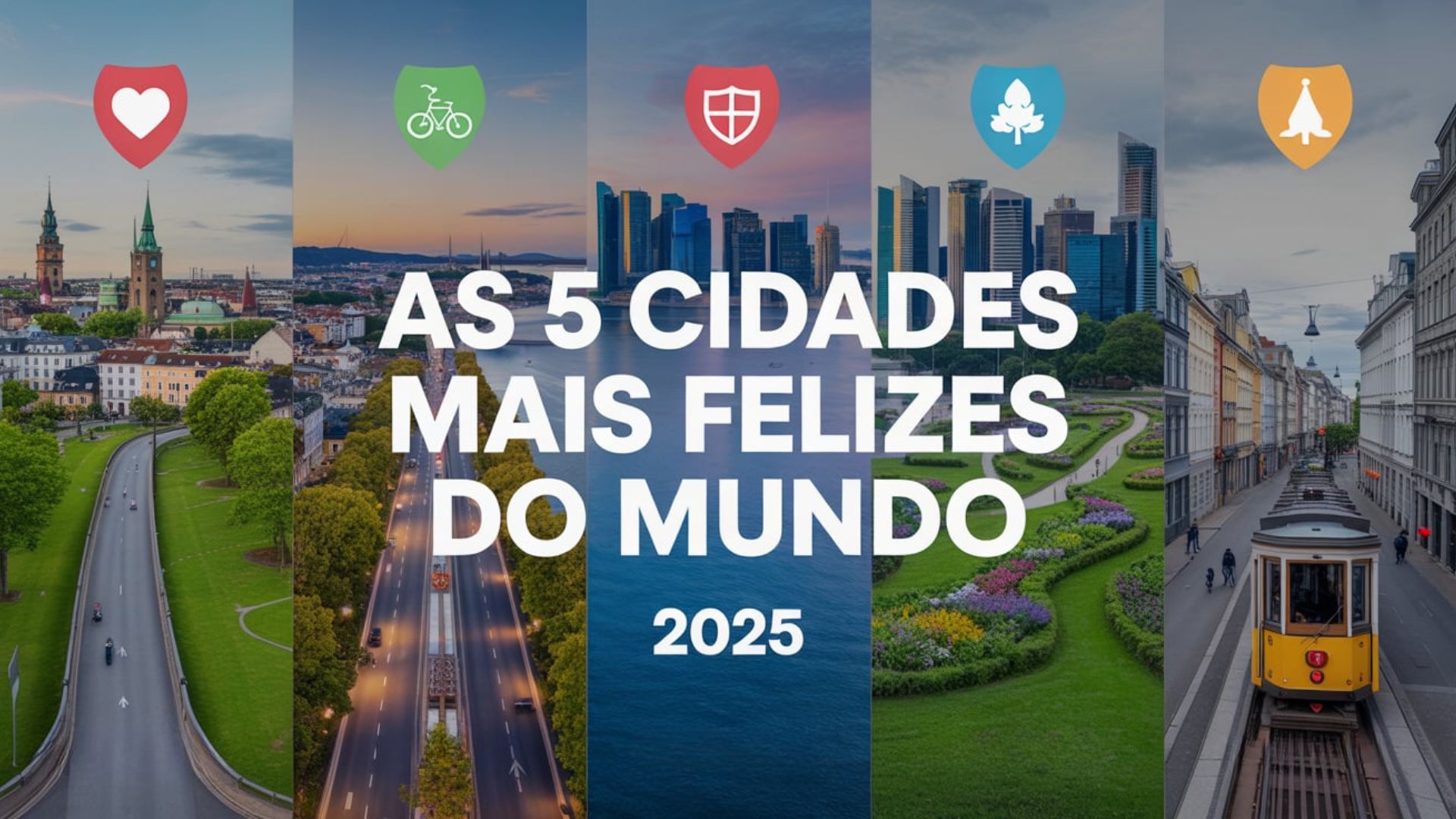Ranking revela as 5 cidades mais felizes do mundo em 2025, com altos índices de qualidade de vida, saúde, mobilidade e bem-estar.