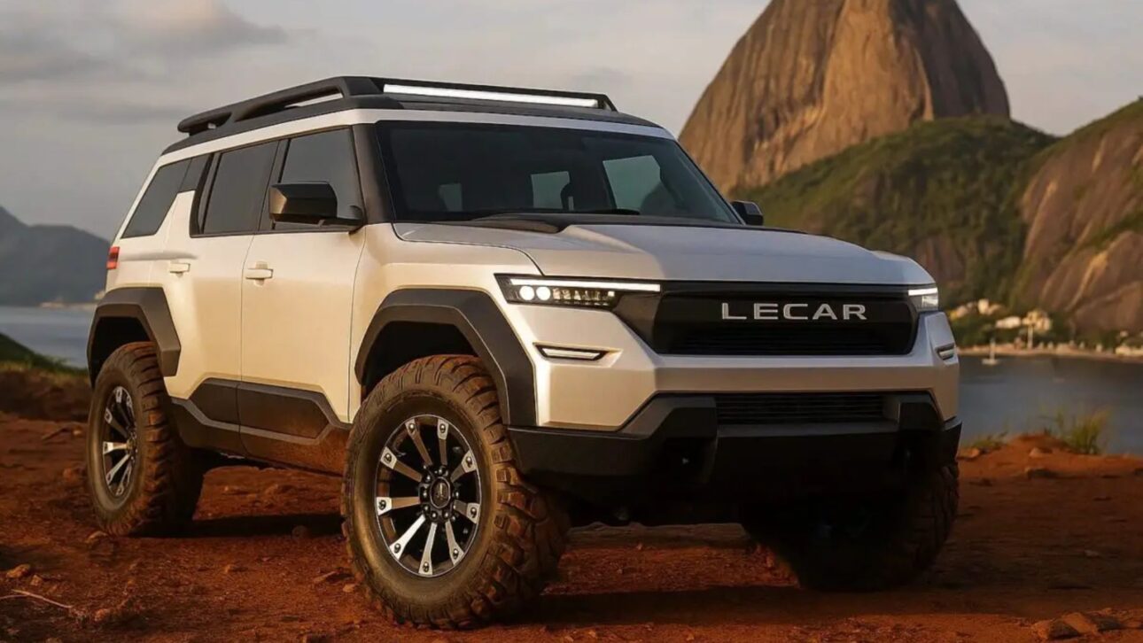 Lecar prepara SUV 4x4 híbrido de 7 lugares para competir com Jeep Compass e Toyota SW4, oferecendo robustez, tecnologia e produção nacional.