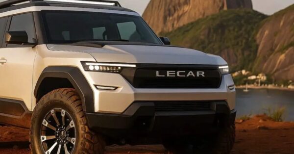 Lecar prepara SUV 4x4 híbrido de 7 lugares para competir com Jeep Compass e Toyota SW4, oferecendo robustez, tecnologia e produção nacional.