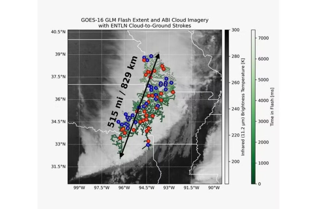 Mayor rayo registrado en la historia, prácticamente la distancia entre Curitiba y Río de Janeiro, apaga récord de Brasil