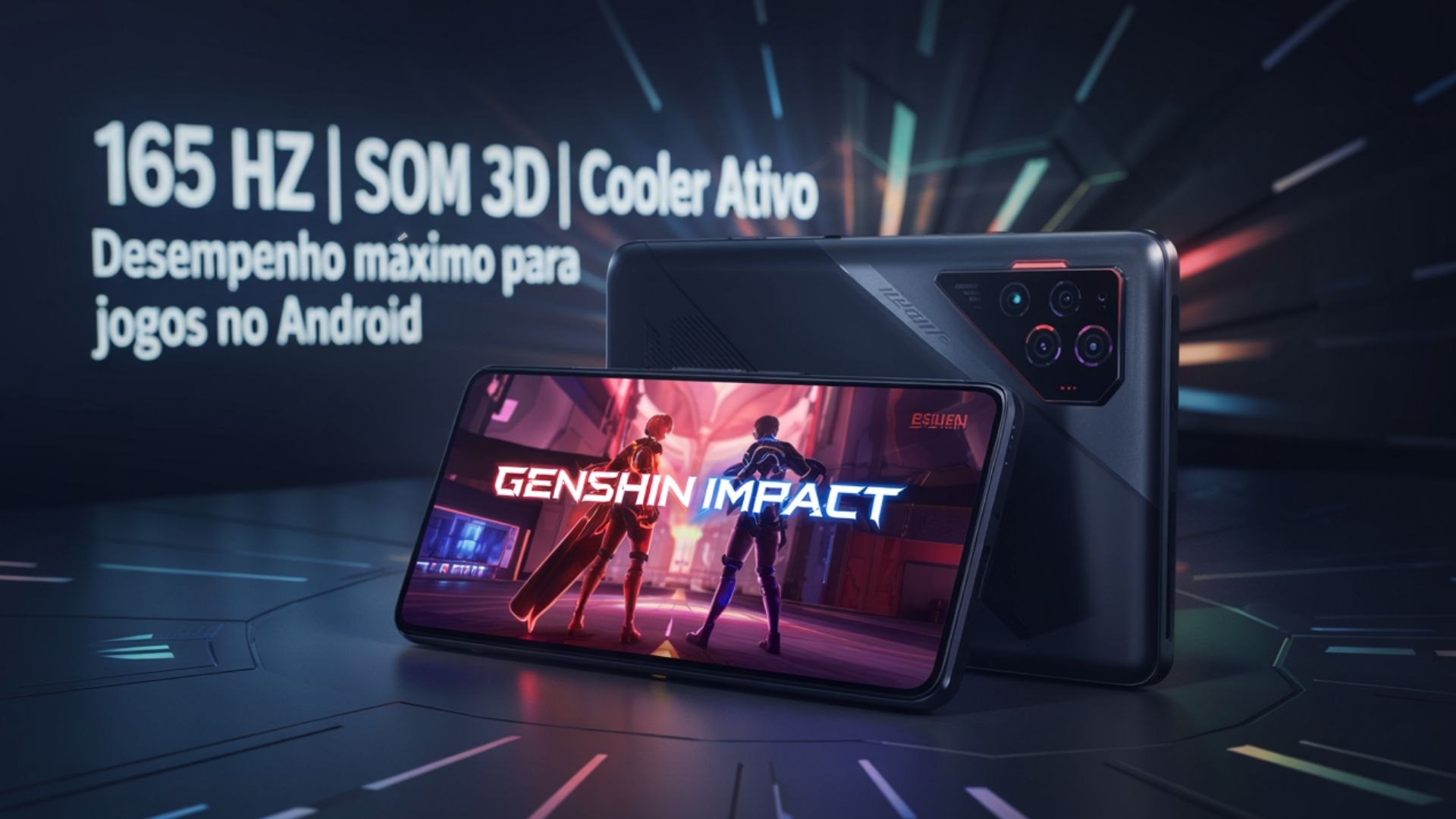 O smartphone com cooler ativo, som 3D e tela de 165 Hz que roda Genshin Impact no ultra sem travar