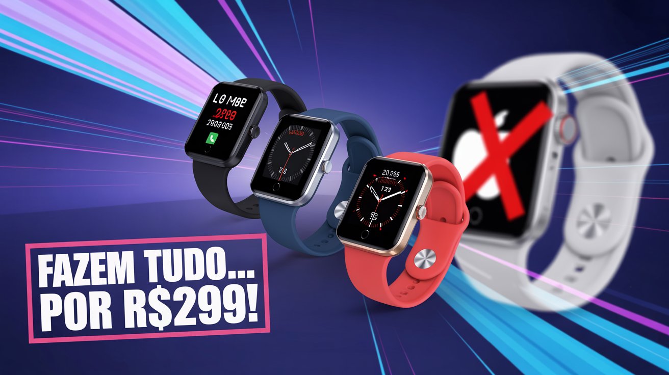 Smartwatches baratos com chamadas, monitoramento de saúde e bateria duradoura por menos de R$300. Veja 8 modelos que surpreendem.