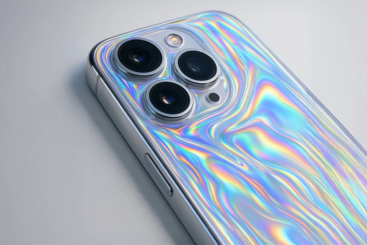 Vazamento sugere iPhone 17 Pro com acabamento reflexivo estilo “vidro líquido” e cor variável sob luz — veja o que se sabe