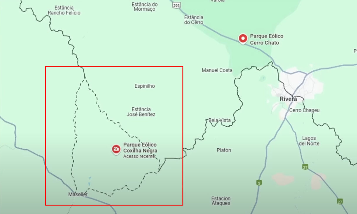 En Google Maps, una línea punteada gris en fronteras representa áreas de disputa territorial o fronteras provisionales o definidas por tratado. (Imagen: reproducción)