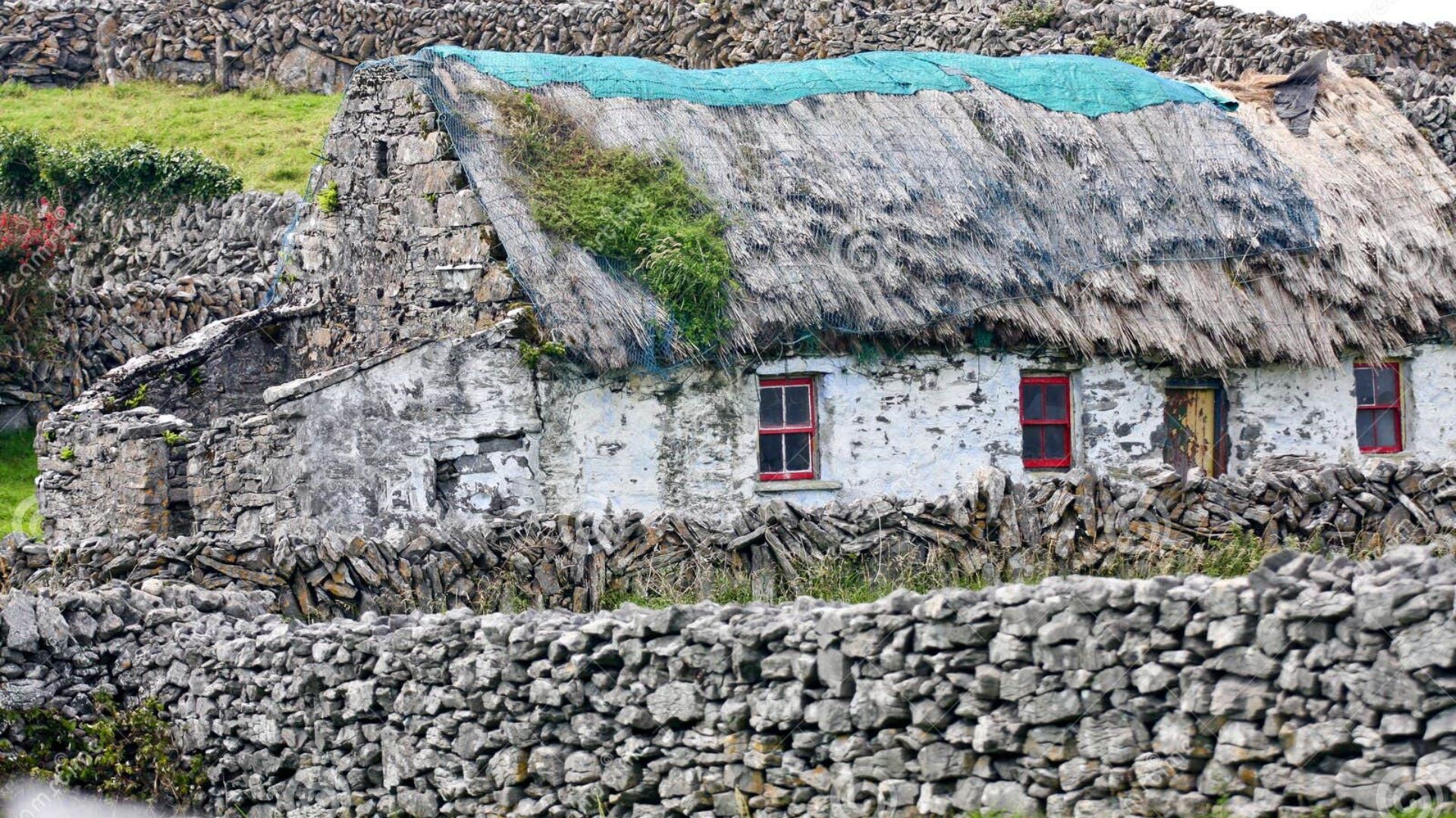 Casas em ilha remota da Irlanda reformadas por novos moradores com incentivo governamental.