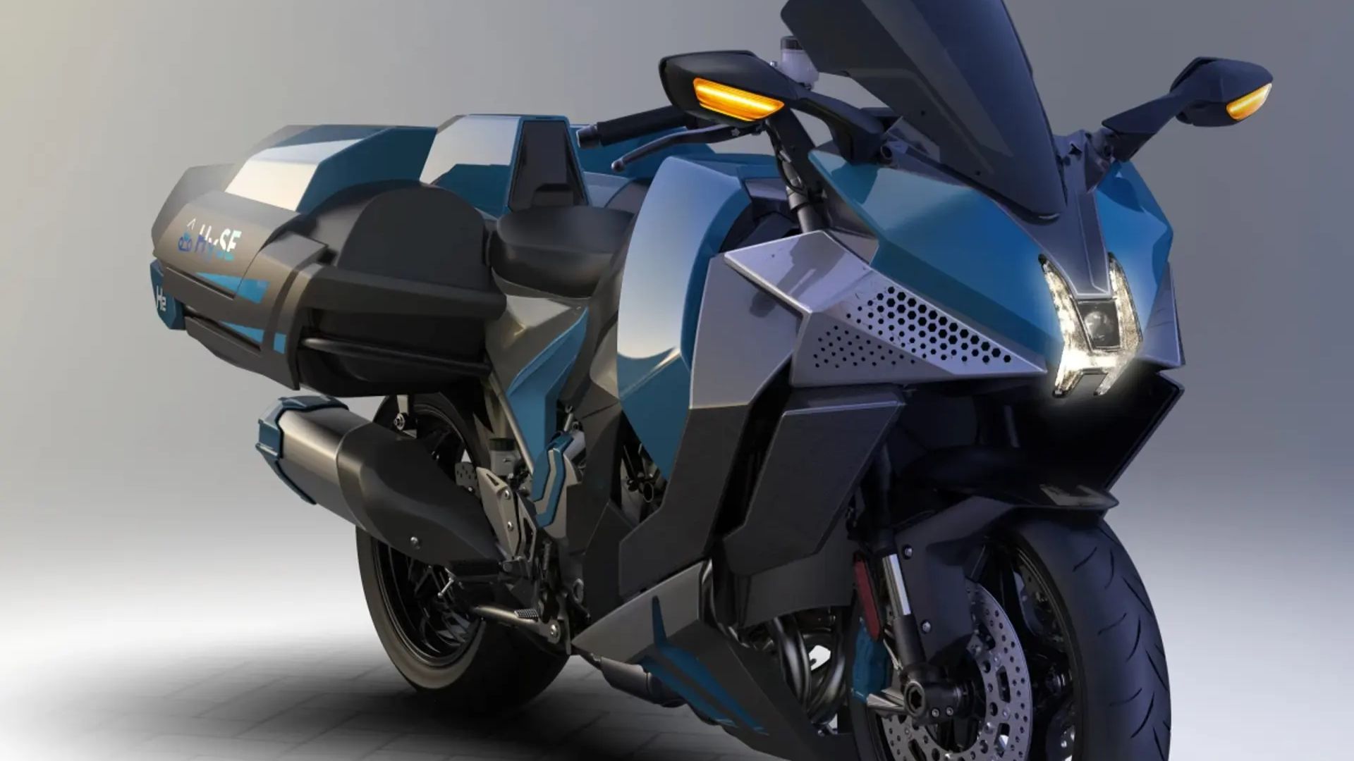 Moto Kawasaki Ninja H2 HySE movida a hidrogênio durante teste em Le Mans.