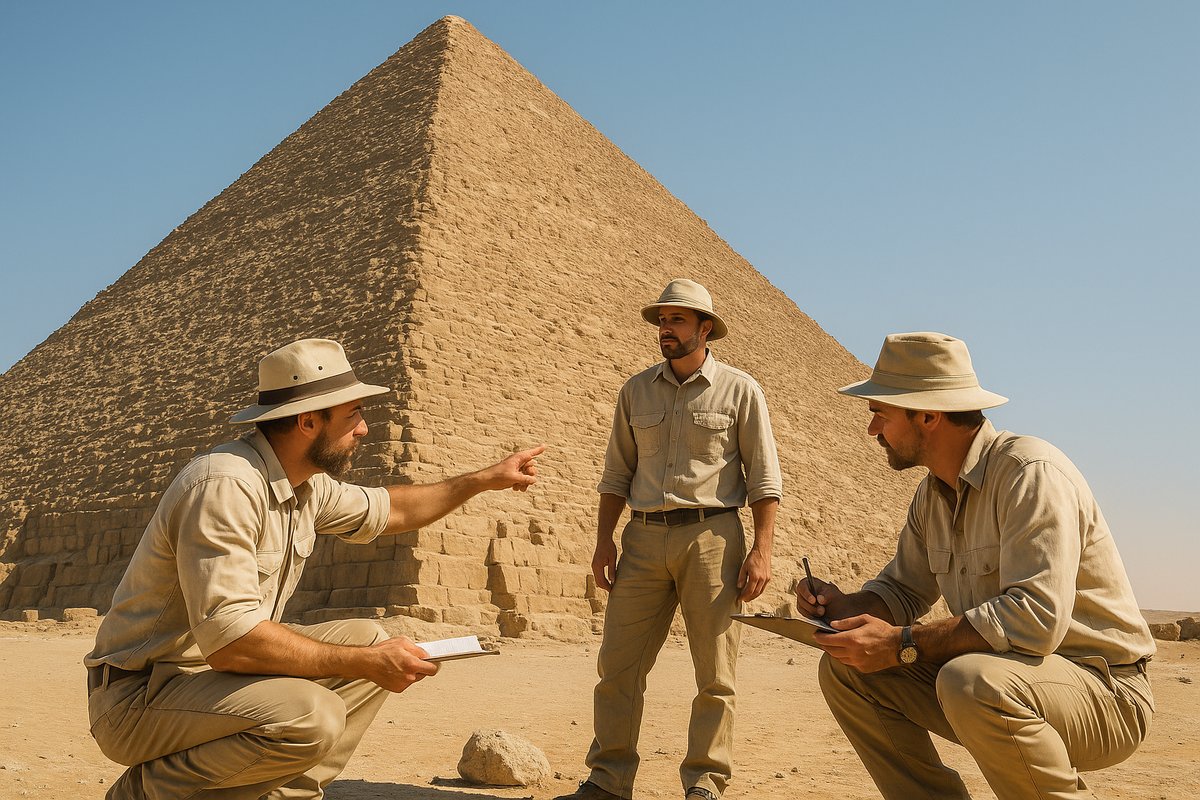 Arqueólogos analisam os lados ocultos da pirâmide de Gizé sob o sol do deserto