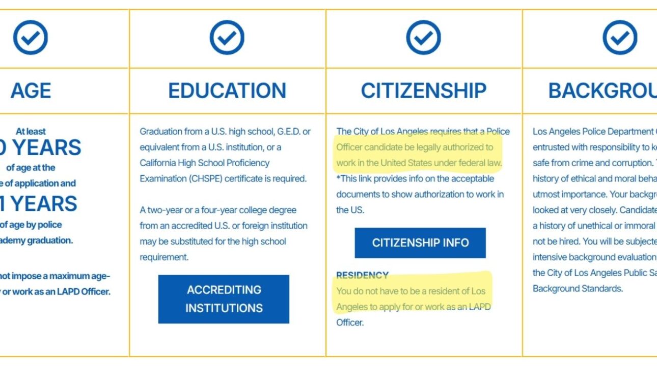 requisitos para ser policial em los Angeles en California