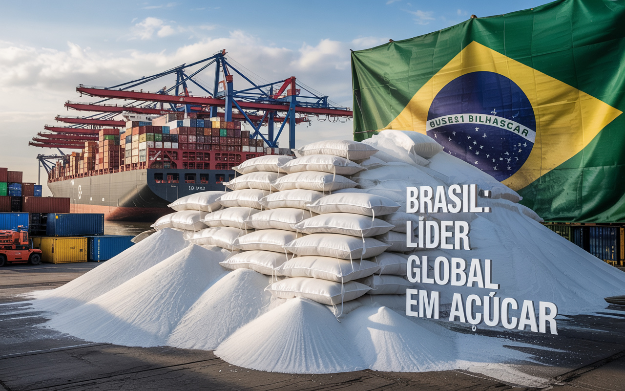 Açúcar brasileiro bate recorde e já garante exportações acima de US$ 1 bilhão em 2025 — e consolida o país como maior fornecedor global