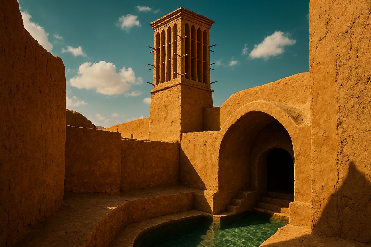 Torre de vento milenar chega a 30 metros e mantém casas frescas mesmo com 45 °C no deserto