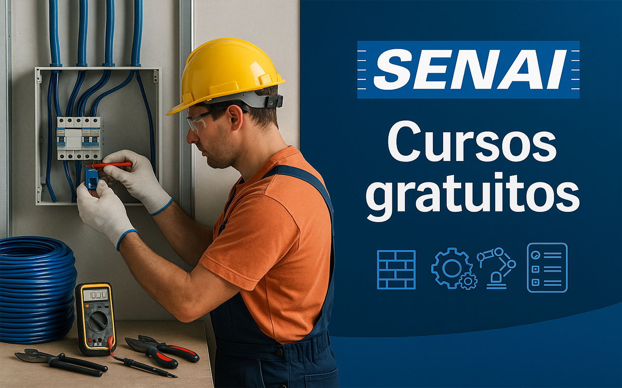 Curso gratuito no SENAI em parceria com a prefeitura oferece vagas para Eletricista Instalador Predial, Manutenção de Máquinas Industriais e Pedreiro de Alvenaria em Poços de Calda