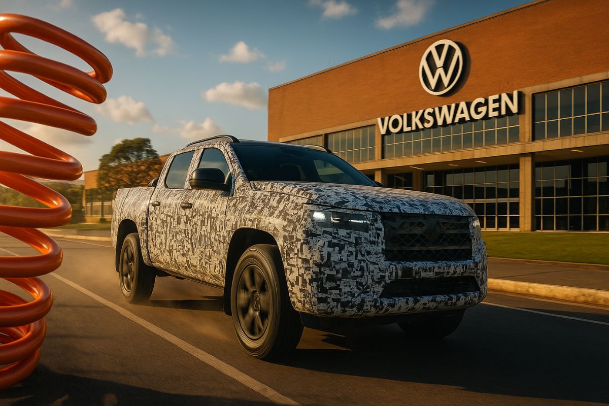 Flagra revela inédita picape da Volkswagen em testes no Brasil e consolida investimentos bilionários no polo industrial de São José dos Pinhais.