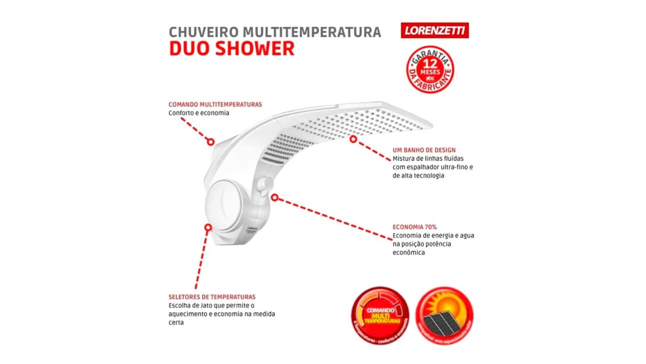 Descubra el nuevo chuveiro Lorenzetti Duo Shower Quadra con 7.500W, pressurizador y ducha dupla que transforma o banho no inverno.