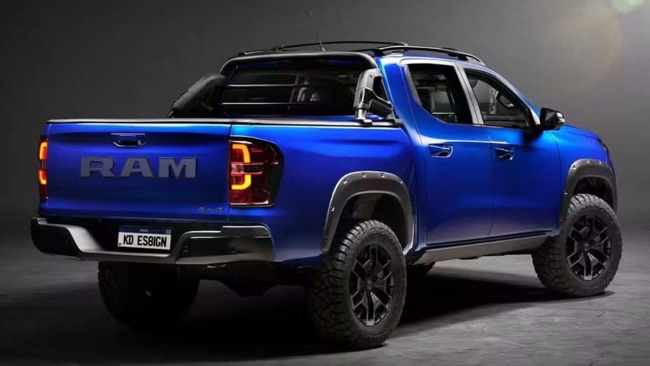 En la parte trasera, la nueva pick-up tendrá la grafía "Ram" en destaque — Foto: Reproducción/Kleber Silva (KDesign AG)
