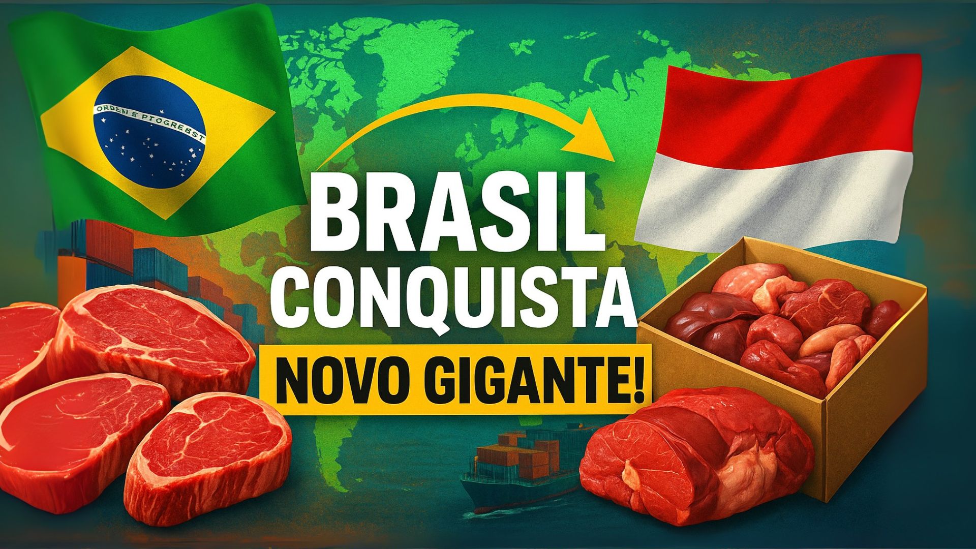 Brasil fecha acordo inédito com a Indonésia para exportar carne bovina com osso e miúdos, ampliando mercados diante das tarifas dos EUA.