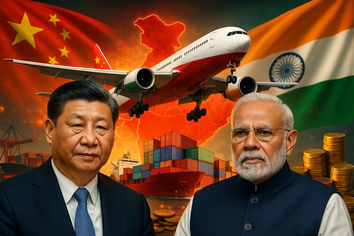 Após tarifas de 50% dos EUA, China e Índia retomam voos diretos e Xi e Modi prometem cooperação em Tianjin.