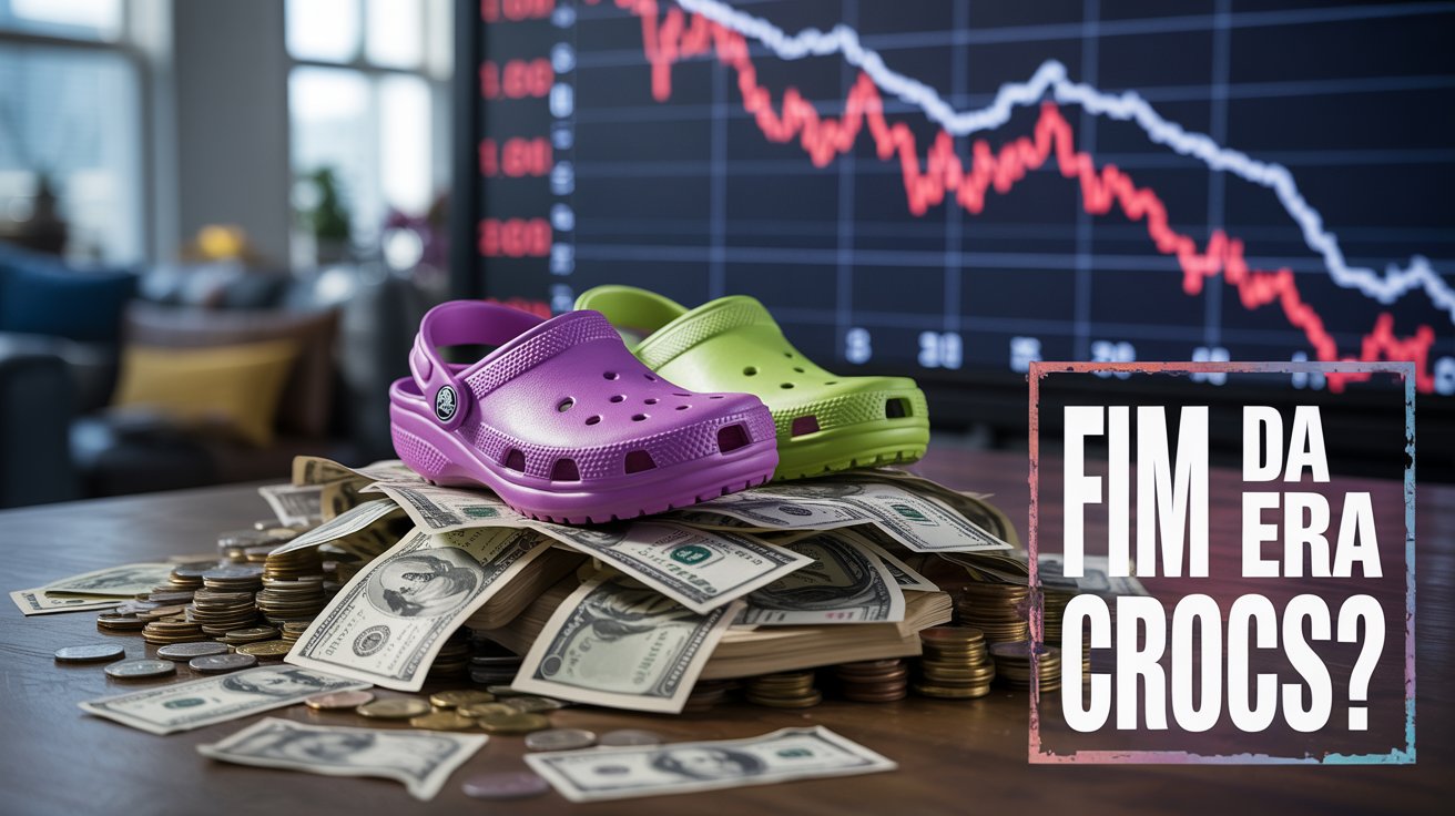 Ações da Crocs caem quase 30% com queda na receita, mudança de tendência e consumidores cautelosos nos EUA.