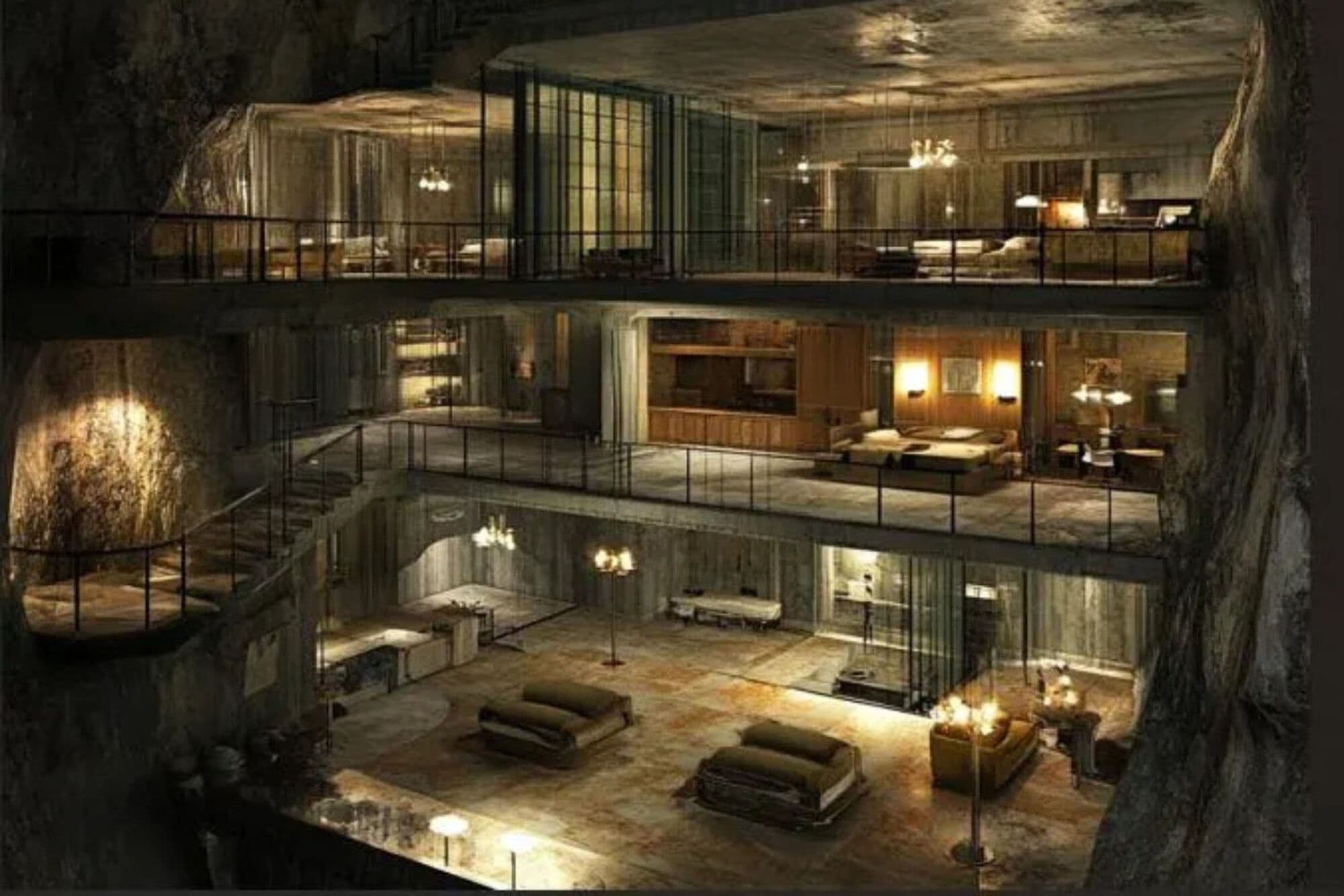 Os bunkers de luxo para bilionários ultrapassam o simples refúgio, são refúgios subterrâneos com tecnologia, conforto e autonomia.