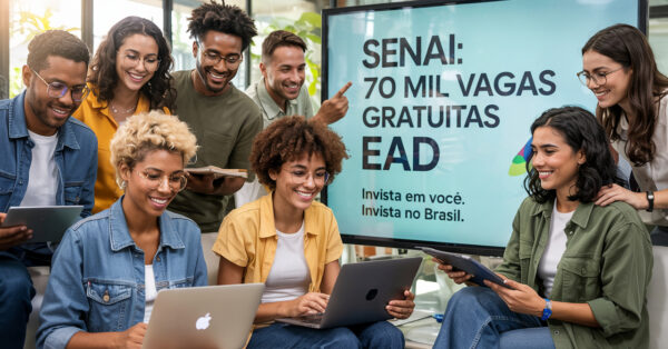 SENAI em todo o Brasil convocam interessados em fazer cursos 100% gratuitos e EAD. São mais de 70 mil vagas com opções de cursos em diversas áreas como idiomas, tecnologia, vendas, administração, logística e mais