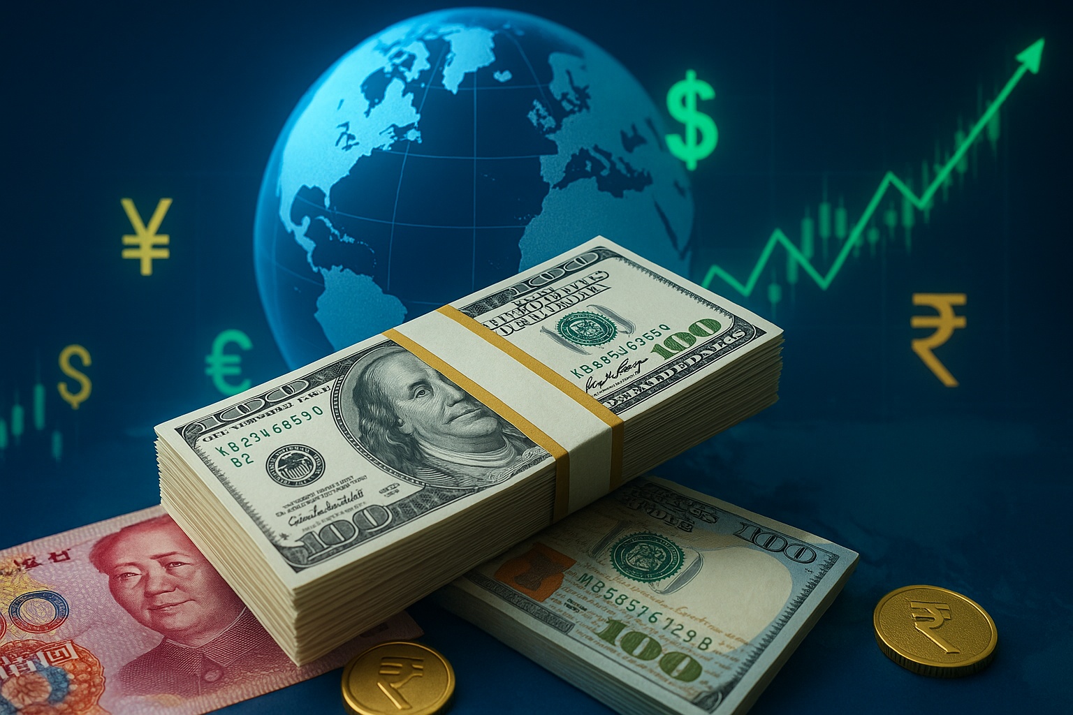 Entenda como o dólar virou a principal moeda do mundo com reservas globais que hoje superam US$ 7 trilhões e por que, mesmo com o avanço do yuan e da rupia, sua substituição será difícil