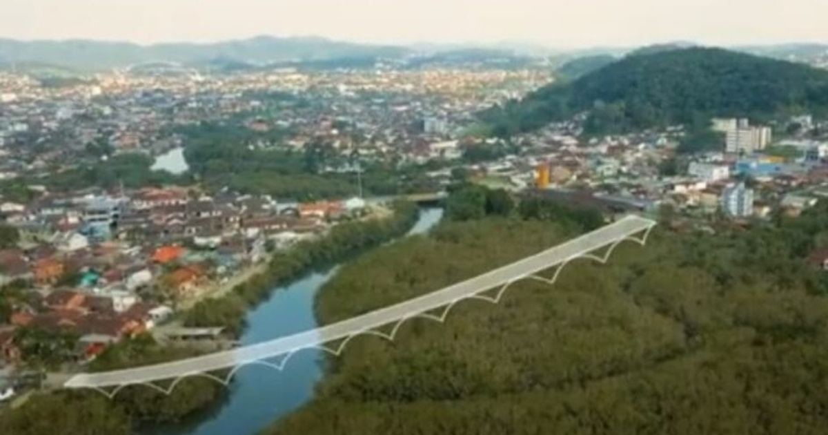 Joinville invierte R$ 25,9 millones en puente curva con tecnología cantitravel para cruzar el río Itaum, preservando vegetación nativa y mejorando movilidad. (Foto: Divulgación)
