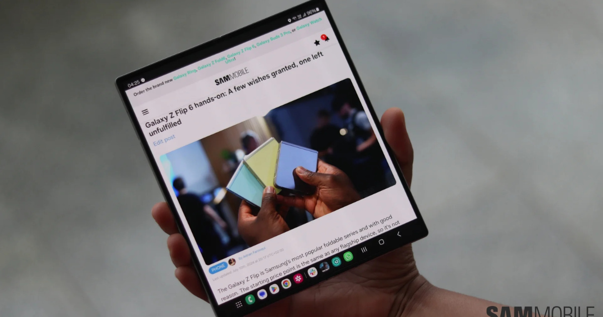 Samsung presenta MONT FLEX, nuevo panel plegable con resistencia a 500 mil pliegues y pliegue casi invisible, destacado en la K-Display 2025. (Foto: sammobile)