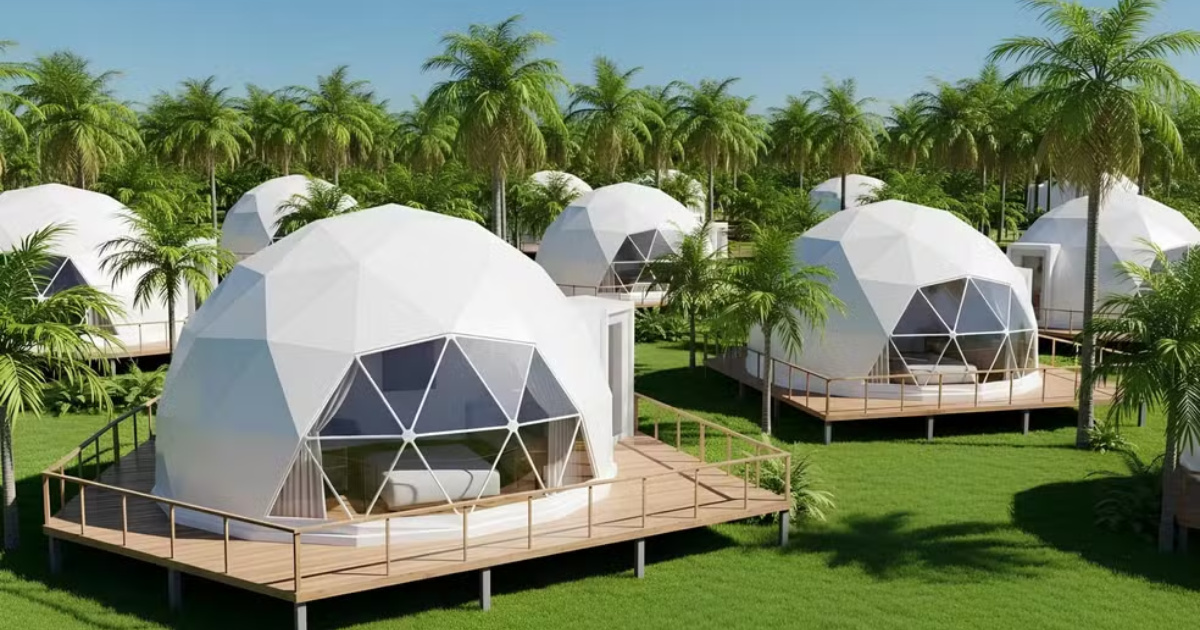 Casas modulares sostenibles en formato de domo, hechas de plástico reciclado, automatización y montaje rápido, ganan espacio en Brasil. (Foto: Amazônia Domos)