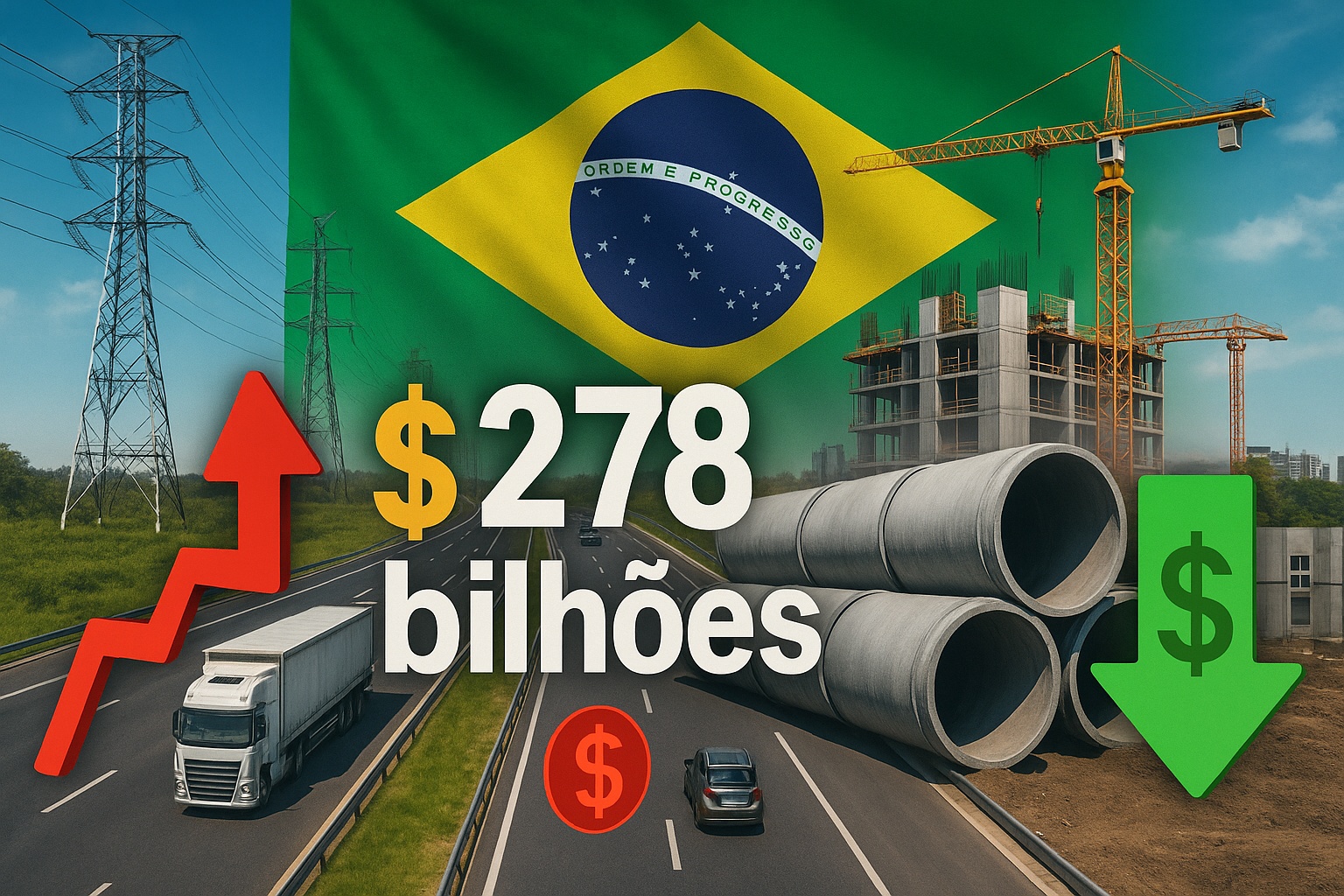 Brasil precisa de R$ 278 bilhões em infraestrutura em 2025 — iniciativa privada deve investir 72% para evitar colapso em energia, transporte e saneamento