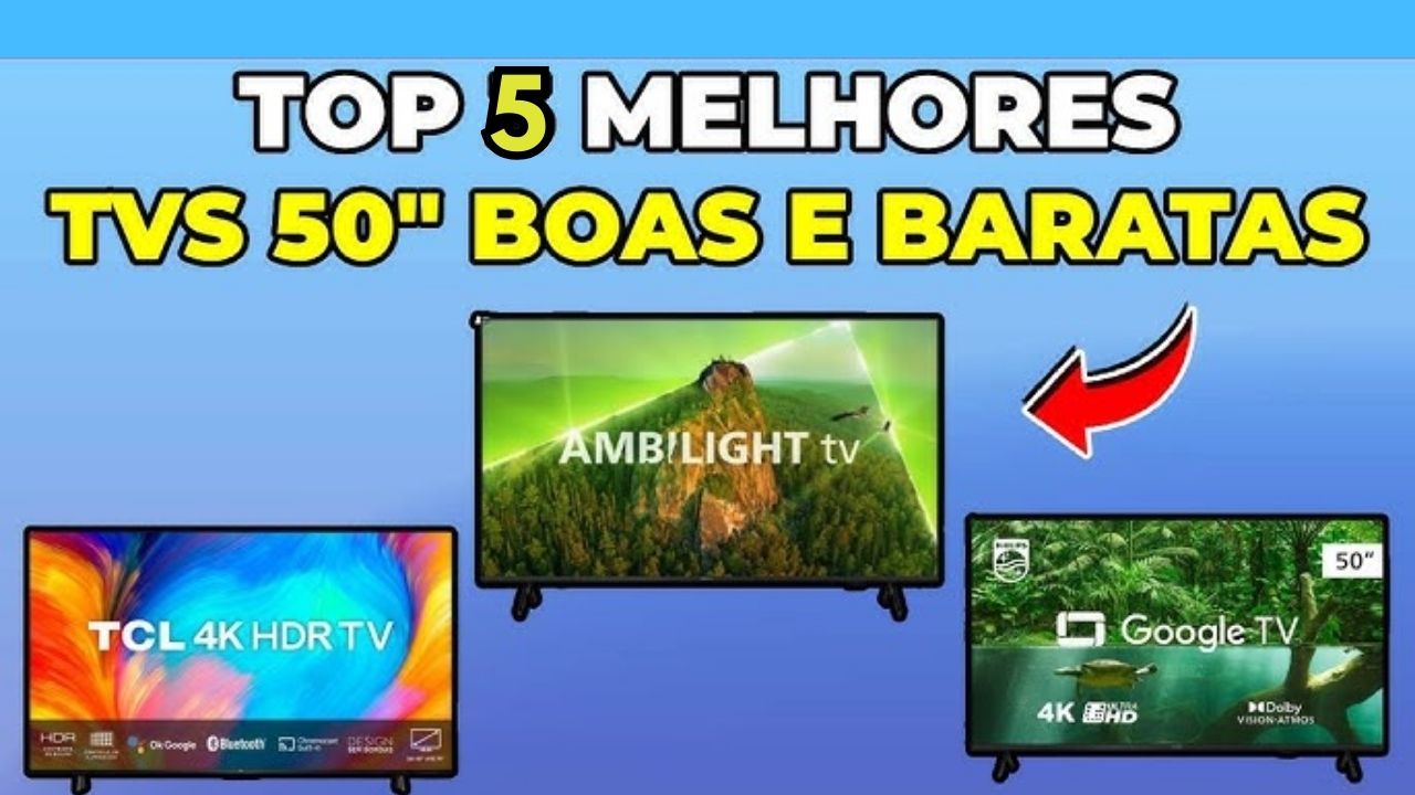 Descubra as melhores opções de TV 50 4K em 2025. Conheça modelos como Philips 50PUG7019, Hisense 50Q6N, TCL 50P7K, AOC 50U6125 e Samsung UN50U8600FGXZD, que oferecem qualidade premium com preço acessível.