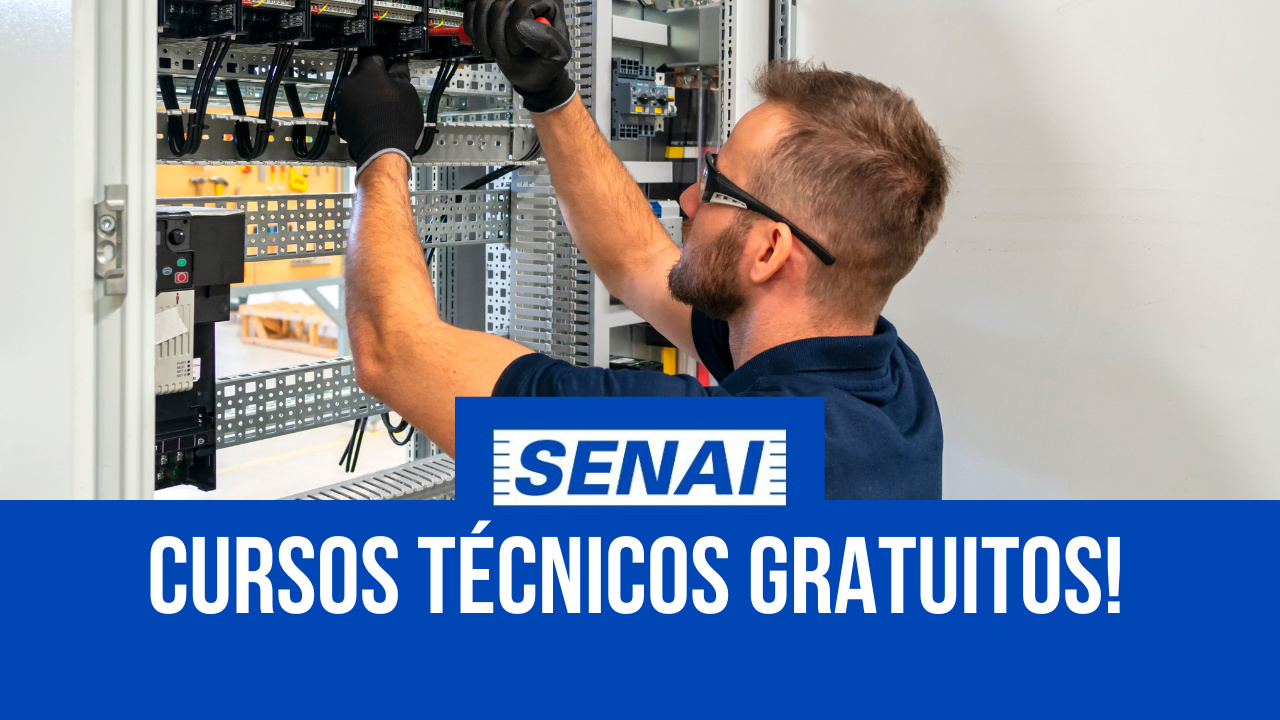O Senai está com inscrições abertas para cursos técnicos gratuitos semipresenciais em Minas Gerais. São mais de 4 mil vagas em diversas áreas de atuação, com formação valorizada pela indústria e foco na prática. Fonte: Canva