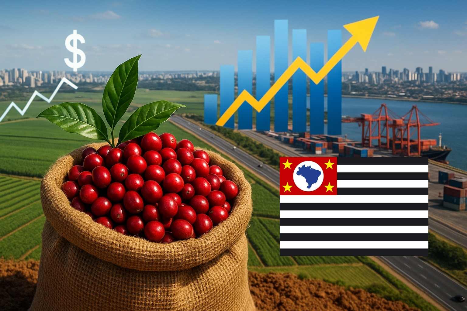 Agronegócio de São Paulo resiste à crise: café cresce 44,5%, carnes avançam 27,8% e exportações do agronegócio somam US$ 18,62 bilhões no ano