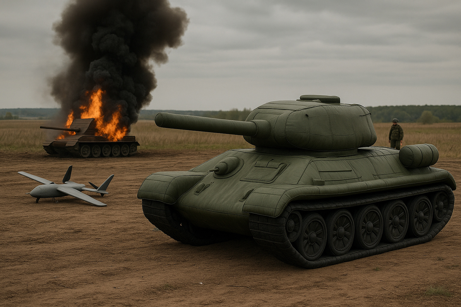 Tanque inflável e drone falso usados como iscas militares na guerra entre Rússia e Ucrânia