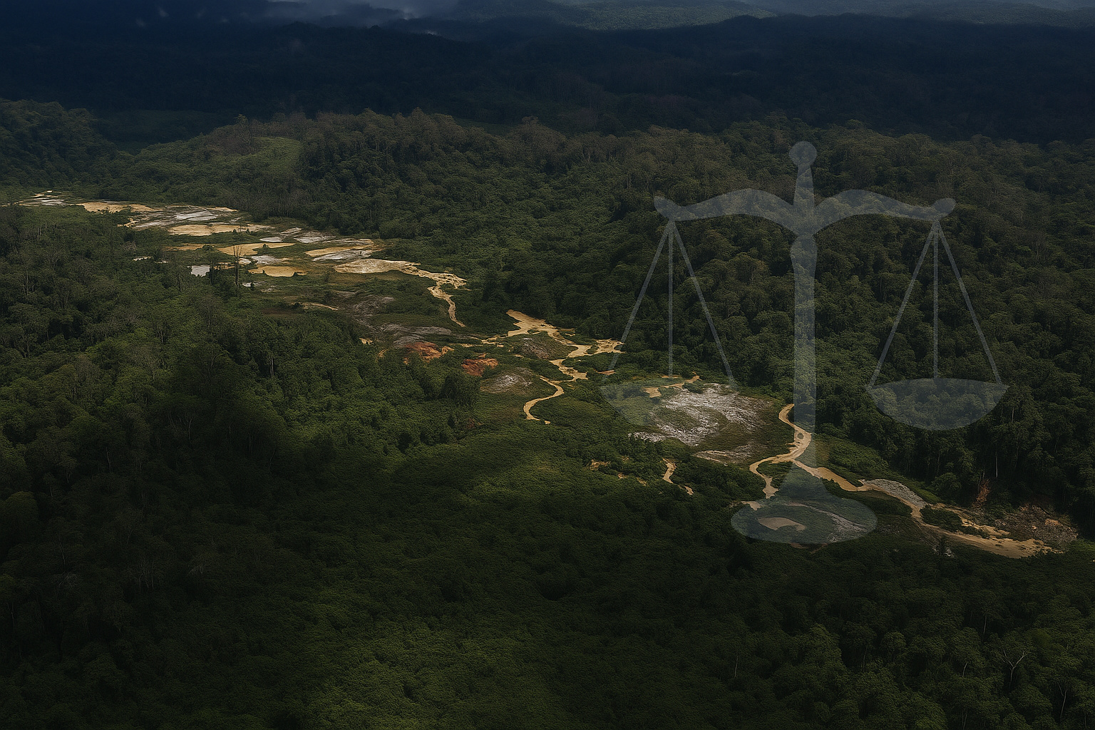 Balança da justiça sobre floresta amazônica degradada pelo garimpo ilegal na Terra Yanomami