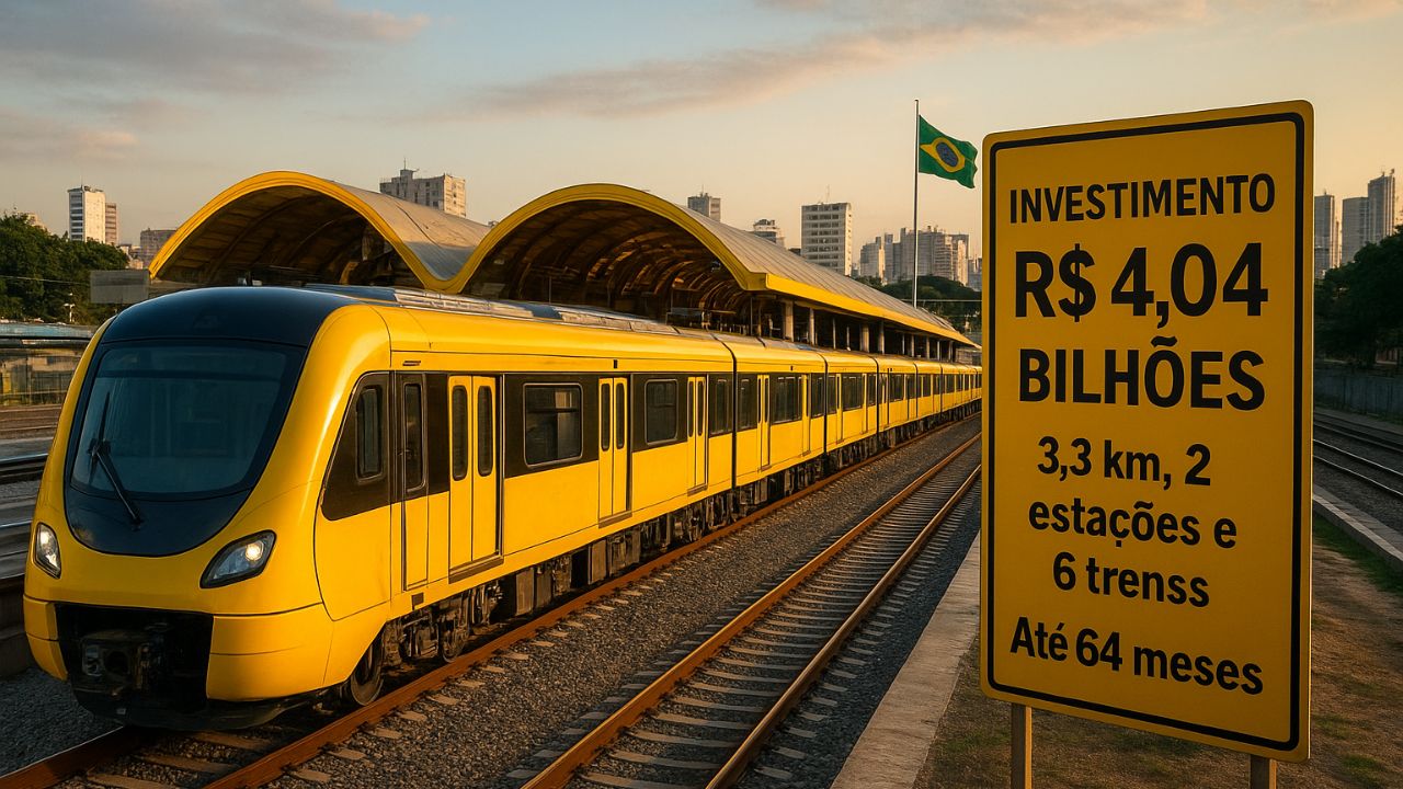 Com R$ 4,04 bilhões, Linha 4-Amarela ganhará 3,3 km, duas estações e seis trens, mas obra pode levar até 64 meses para ser entregue