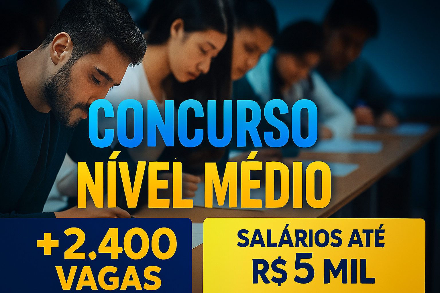 Concurso nível médio abre mais de 2.400 vagas com salários de até R$ 5 mil e oportunidades em diversas áreas pelo Brasil