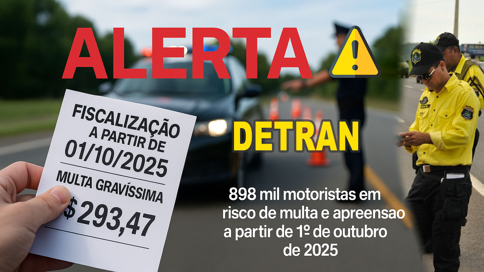 Detran emite alerta de deixa 898 mil motoristas preocupados com possibilidade de multa e apreensão a partir de 1° de Outubro no Espírito Santo