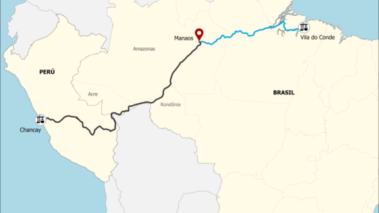 Trazado ferroviario entre Brasil y Perú, destacando Manaus, Acre y Chancay como puntos logísticos centrales. (Imagen: Centro de Estudios sobre China y Asia-Pacífico, UP)