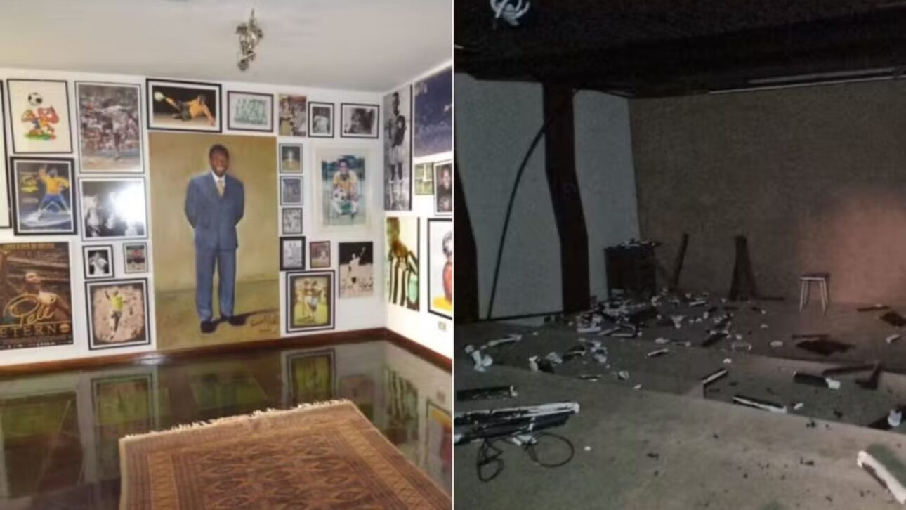 La mansión de Pelé en Guarujá enfrenta abandono, deuda de R$ 452 mil en IPTU y embargo de R$ 7 millones, bajo riesgo de subasta.