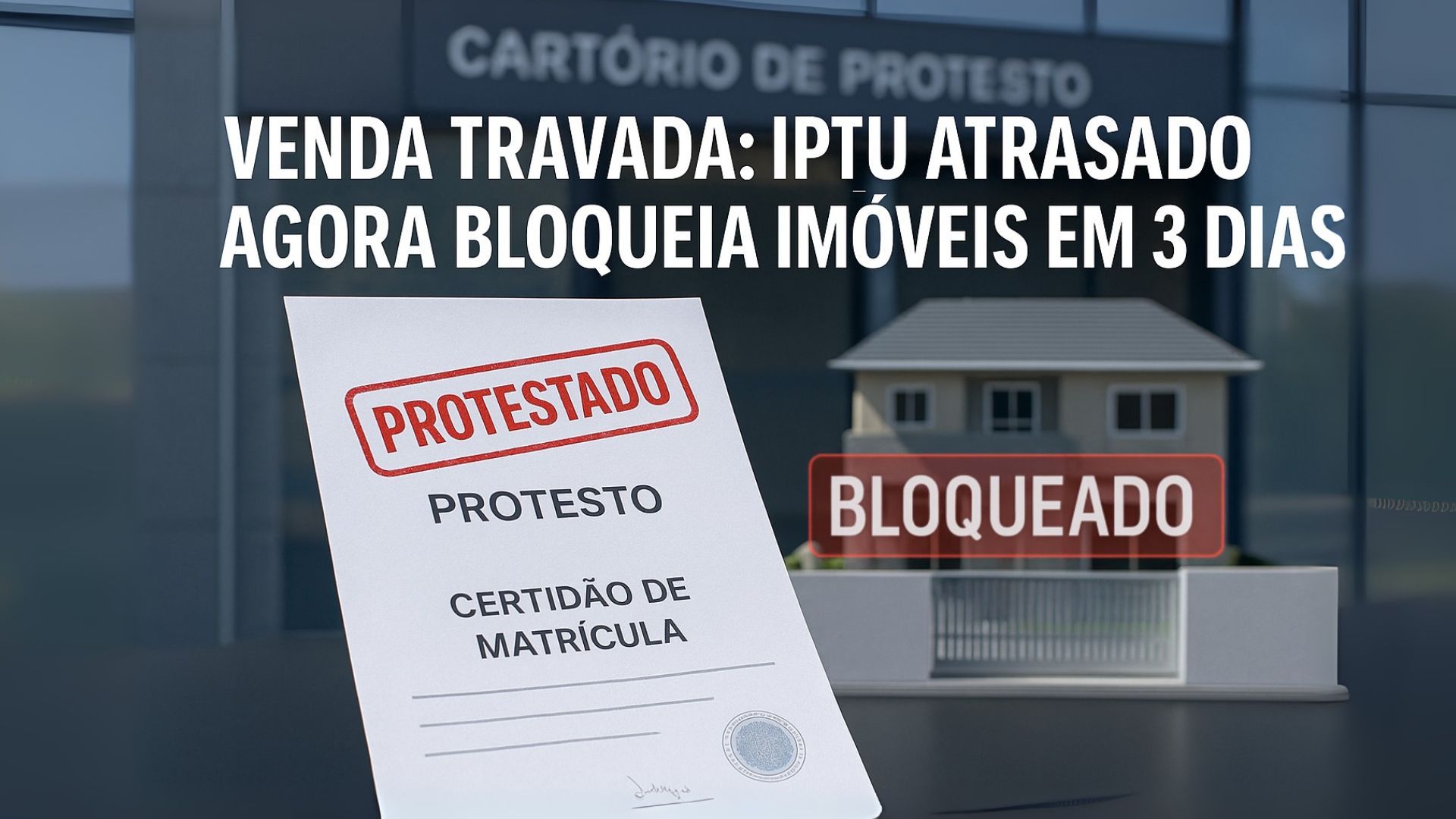 A partir de 2025, dívidas de IPTU serão protestadas em cartório antes da execução fiscal, travando crédito e venda de imóveis.