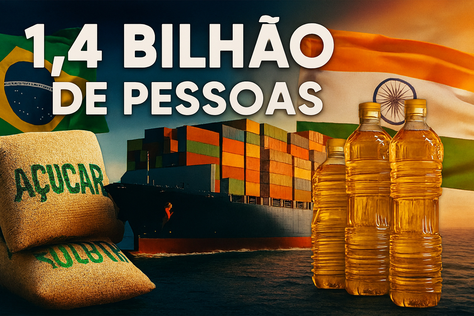 Com demanda de uma população de 1,4 bilhão de pessoas, Índia amplia compras de óleo de soja e açúcar e Brasil se consolida como parceiro estratégico no abastecimento global