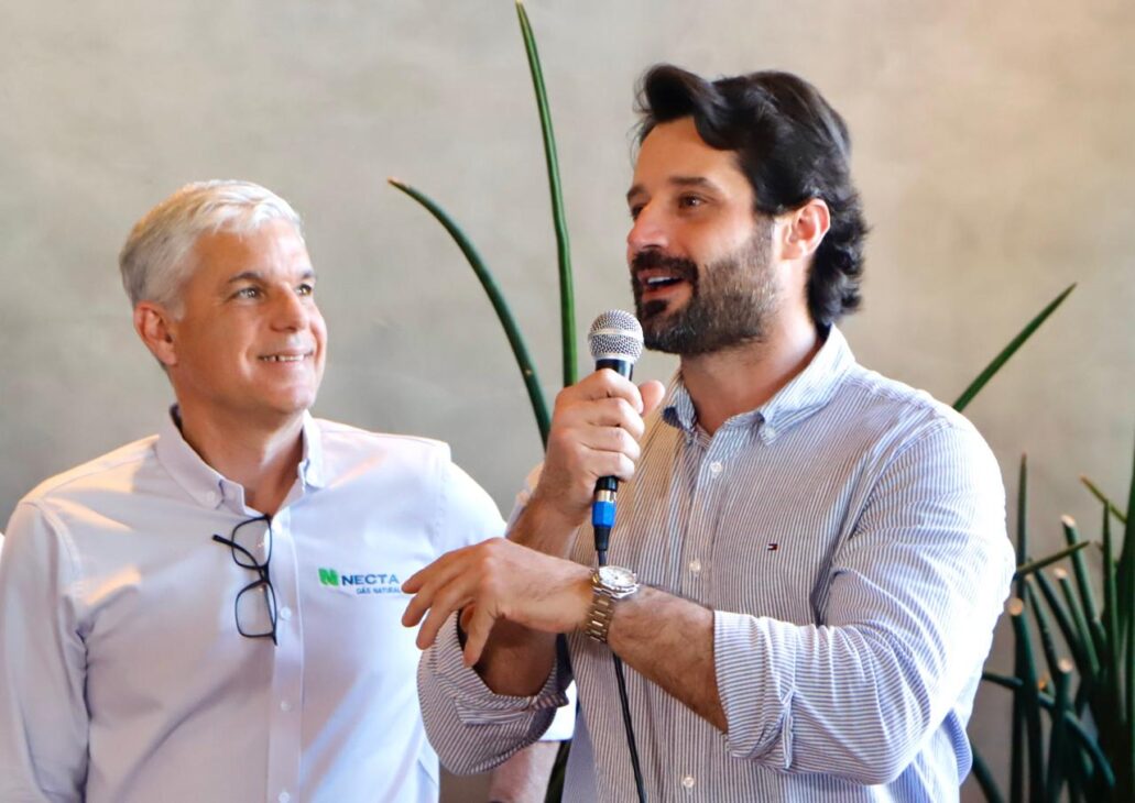 José Eduardo Moreira, CEO da Necta, e Guilherme Piai, secretário de Agricultura e Abastecimento do estado de São Paulo