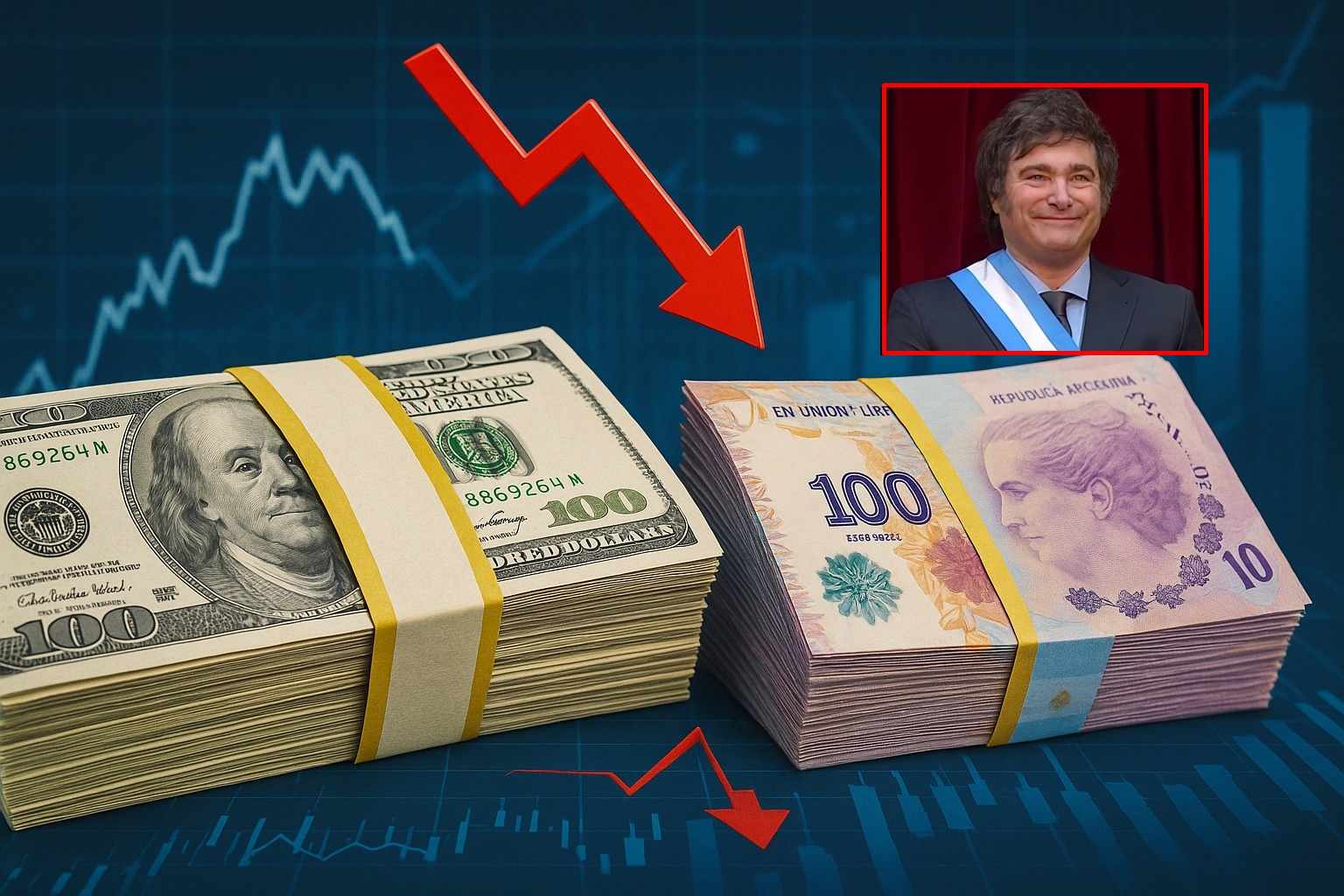 Milei gasta US$ 53 milhões para salvar o peso, mas reservas caem e temor de colapso econômico reacende crise política e fuga de capitais