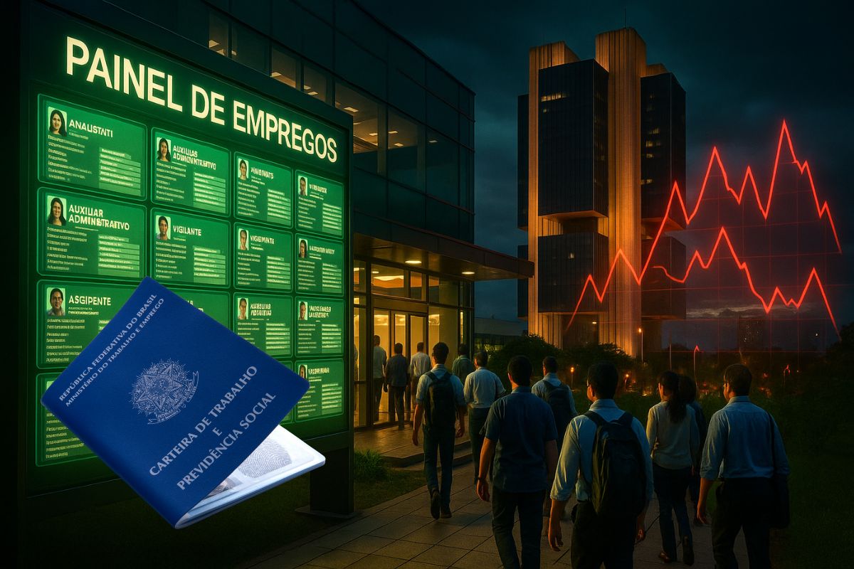 Recordes no emprego no Brasil mostram força do mercado, mas o Banco Central mantém taxa Selic alta até 2027 para conter inflação persistente.