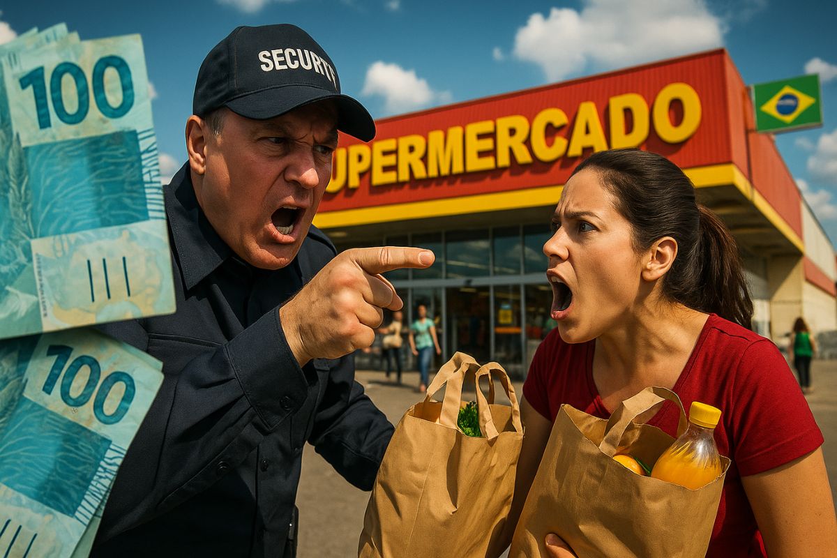 Supermercado é condenado a indenizar cliente em R$ 3 mil após revista abusiva de sacolas já pagas causar constrangimento público e danos morais.