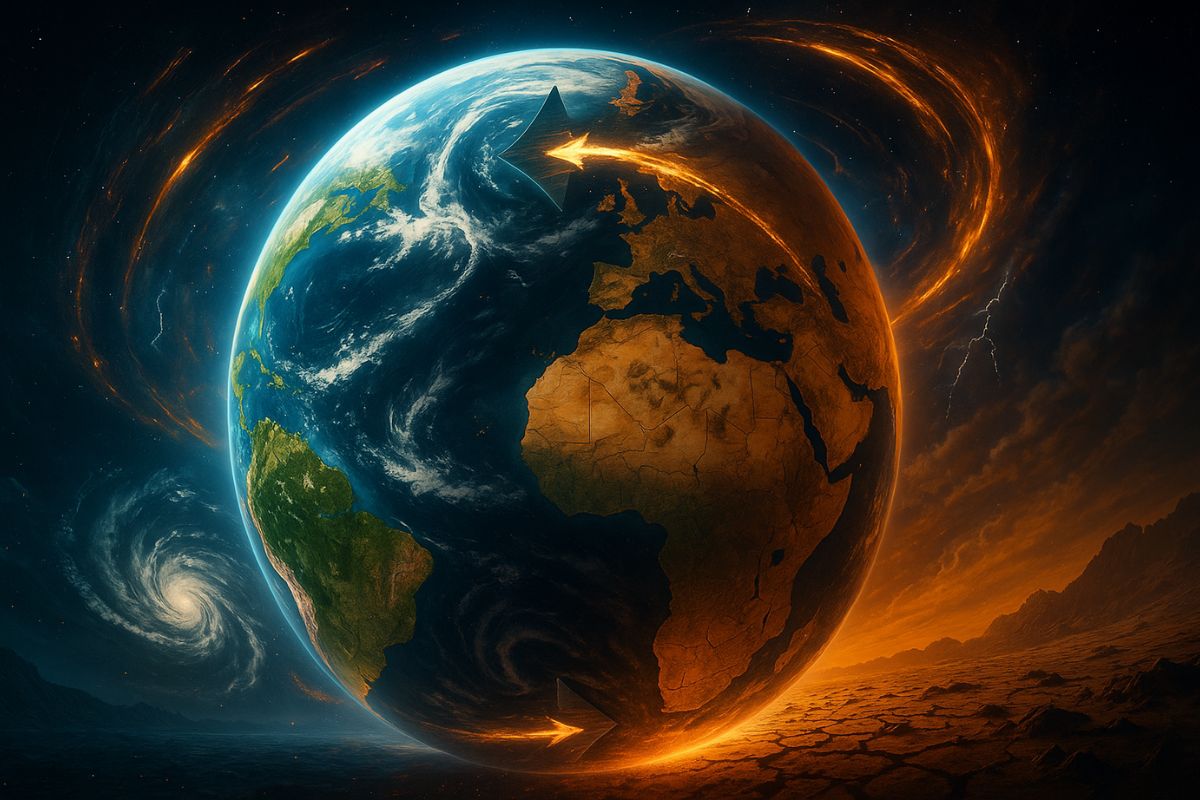 Terra girando ao contrário: simulação mostra desertos sumindo e novas áreas áridas surgindo no Brasil