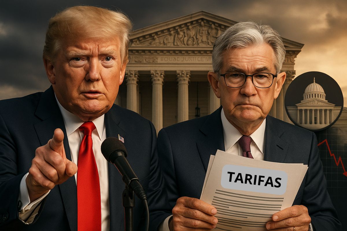 Trump pressiona Powell por cortes de juros nos EUA em 2025, defende tarifas na Suprema Corte e negocia orçamento com o Congresso para evitar shutdown até 2026.