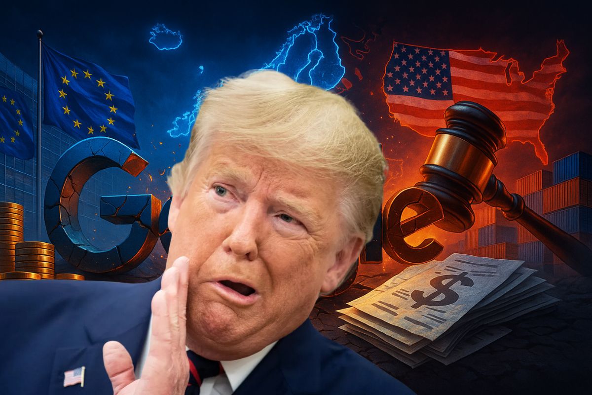 A própria reportagem citada aponta que a multa foi segurada como moeda de troca enquanto UE e EUA negociavam tarifas sobre carros europeus.