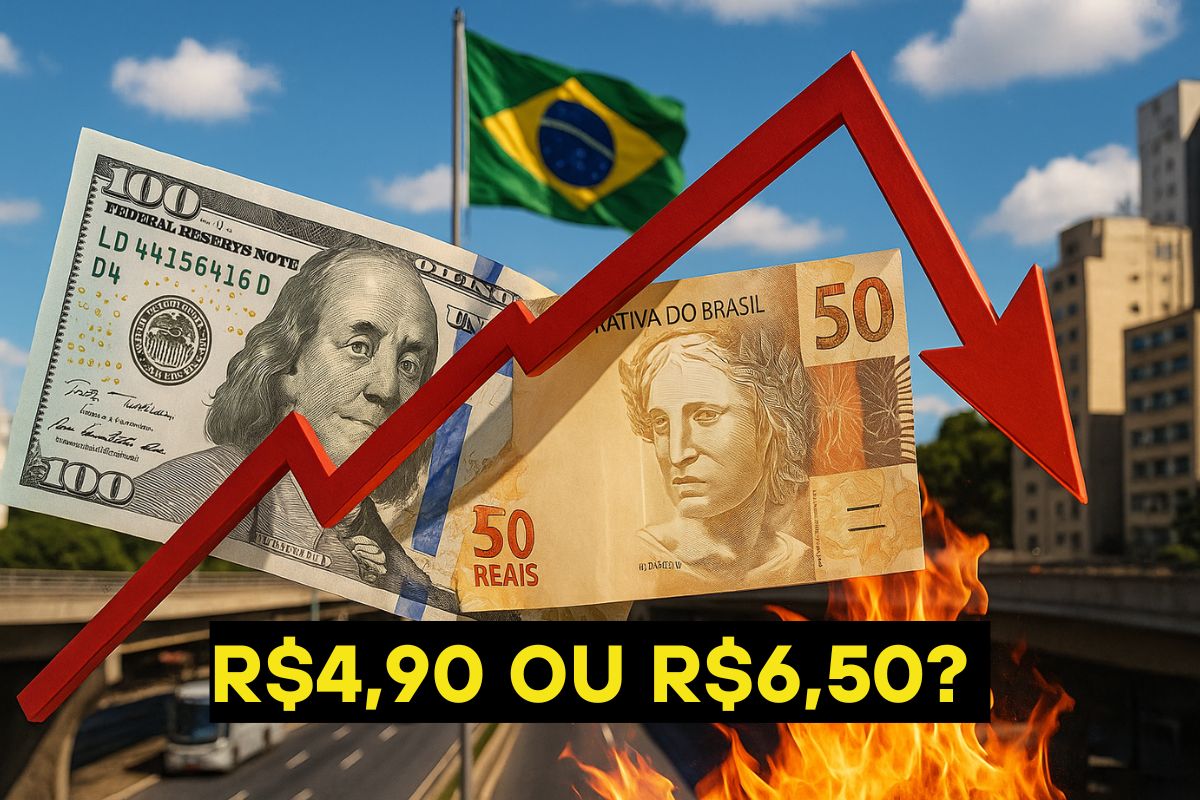 Dólar pode ir a R$ 4,90 ou voltar a R$ 6,50: câmbio reflete real, juros e cenário fiscal. Entenda os fatores que pesam e como proteger seu bolso.
