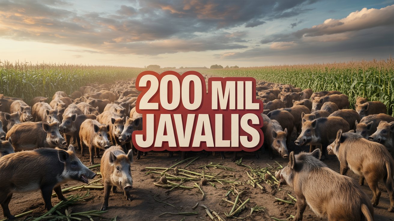 Mais de 200 mil javalis avançam em Santa Catarina, devastam lavouras em horas e desafiam produtores com prejuízos crescentes.