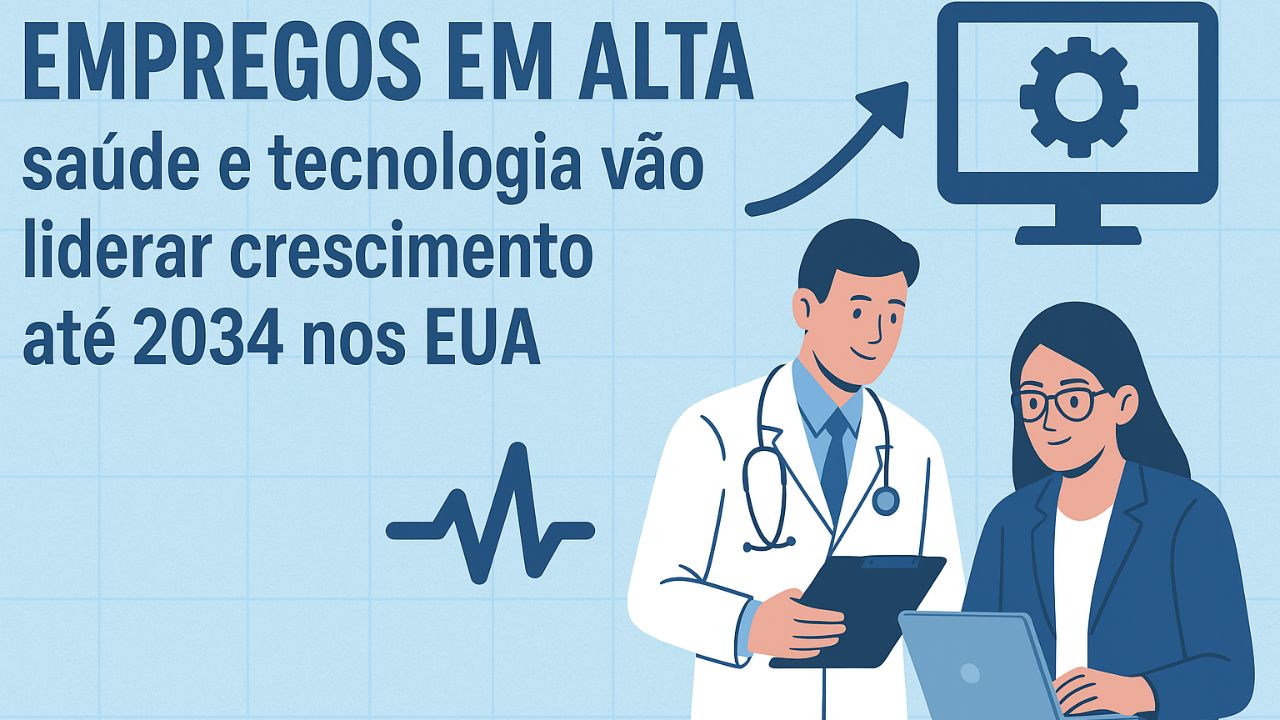 Estudo do Departamento do Trabalho dos EUA aponta que saúde, tecnologia e energias renováveis vão liderar a geração de empregos até 2034.
